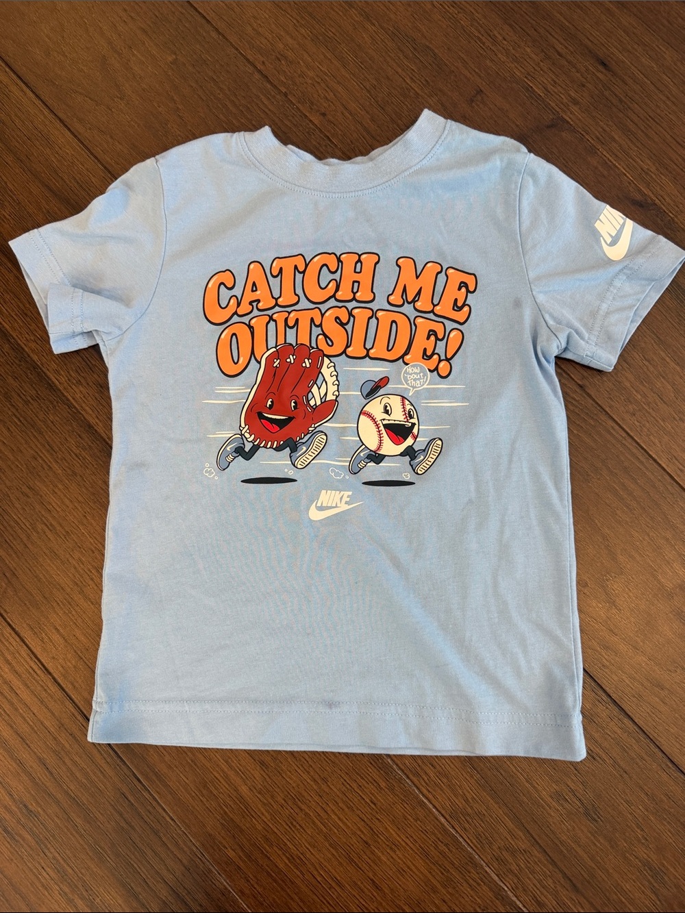 Nike Kids Blue 'Catch Me Outside' Baseball Graphic Tee Size 3-4 Years - C39-173